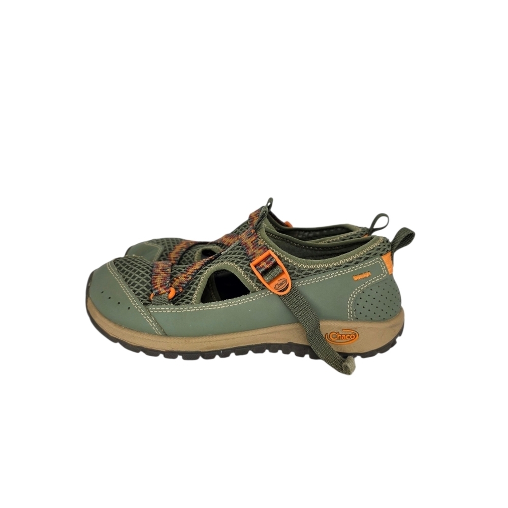 Chaco Big Kids Odyssey Sandals Lichen Green Orange Comfort Shoes Hiking Size 4Y